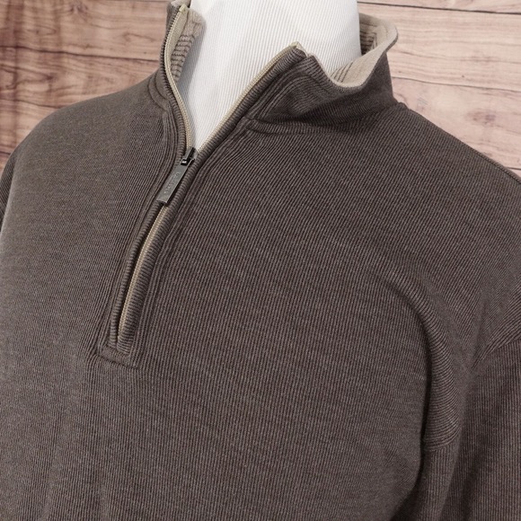 VAN HEUSEN BROWN MOCK NECK 1/4 ZIP PULLOVER SWEATER MENS SIZE XXL 2XL - Picture 2 of 8